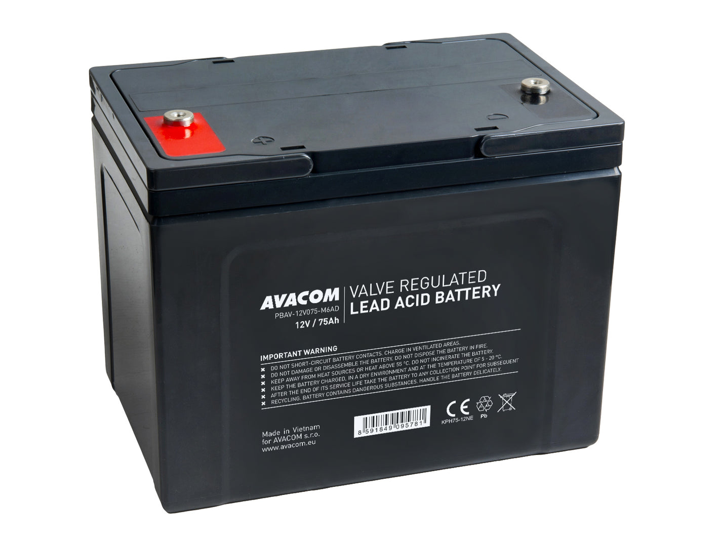 Baterie 12V 75Ah M6 DeepCycle (PBAV-12V075-M6AD)