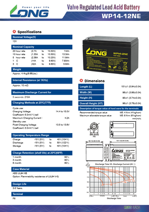 LONG baterie 12V 14Ah M5 DeepCycle (WP14-12NE)