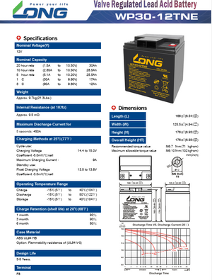LONG baterie 12V 30Ah M6 DeepCycle (WP30-12TNE)
