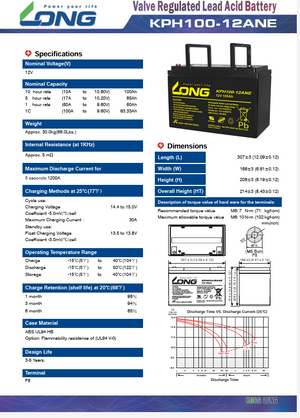 LONG baterie 12V 100Ah M6 DeepCycle (KPH100-12ANE)