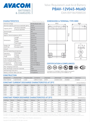 baterie 12V 45Ah M6 DeepCycle (PBAV-12V045-M6AD)